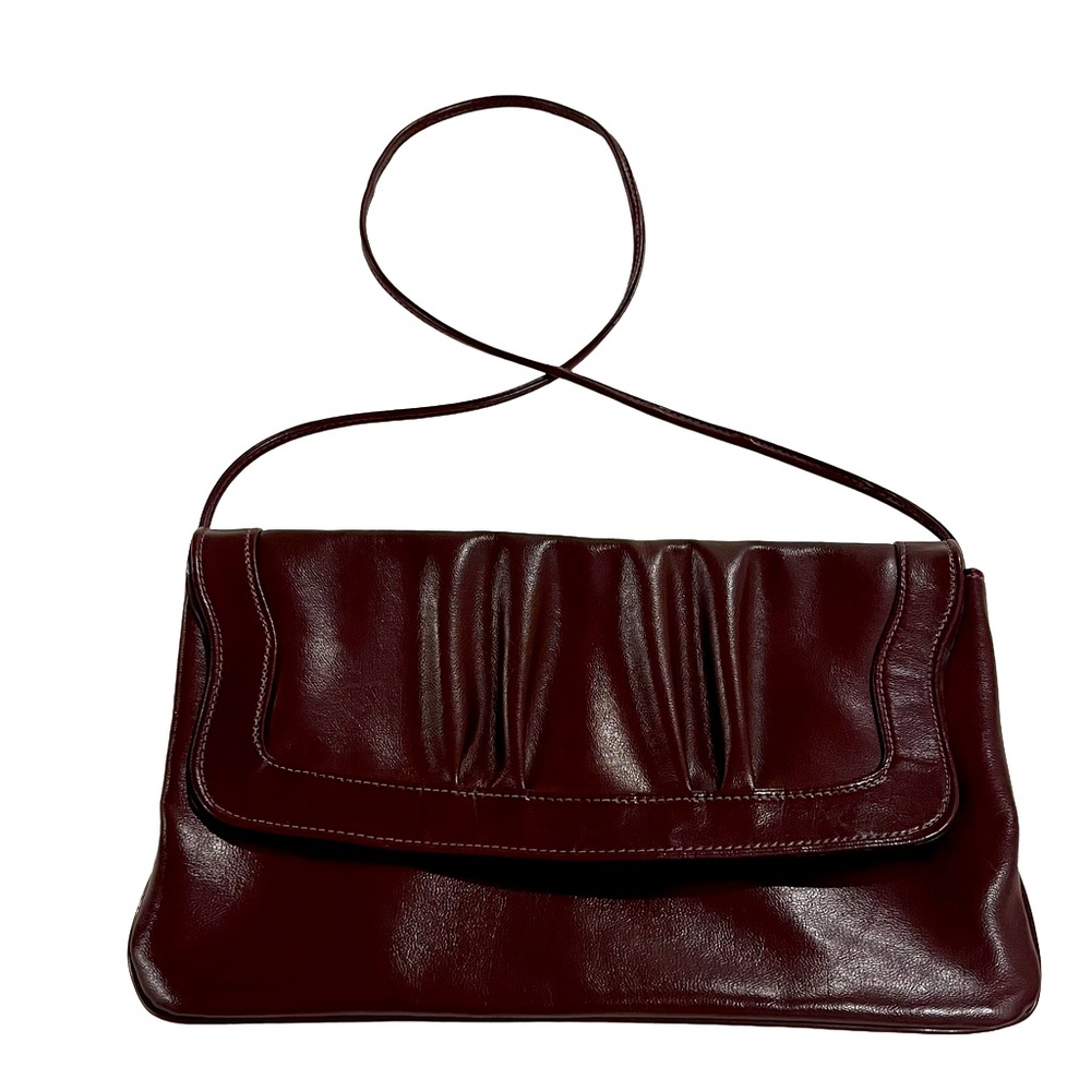 Elegant Vintage Styled Maroon Leather Clutch